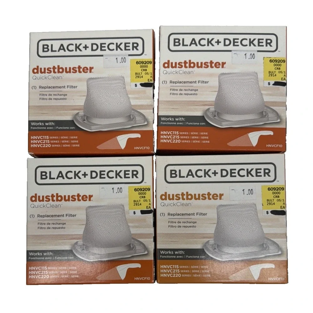 4-pack BLACK+DECKER Dustbuster Replacement Vacuum Filter • HNVCF10 • White